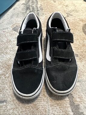 Vans Kids Black and White Velcro Skate Shoes